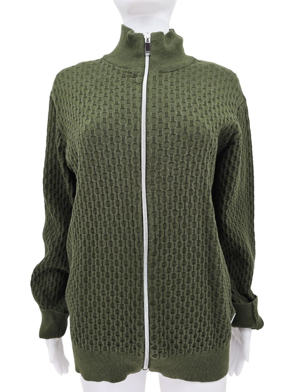 Lindbergh White Structured Zip Through Caridgan Jacket Green M